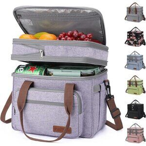 Lunch Bag Women,23L Insulated Lunch Box For Men Women,Expandable Double Deck